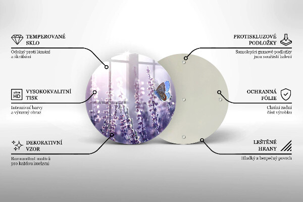 Chopping board glass Field flowers and butterfly