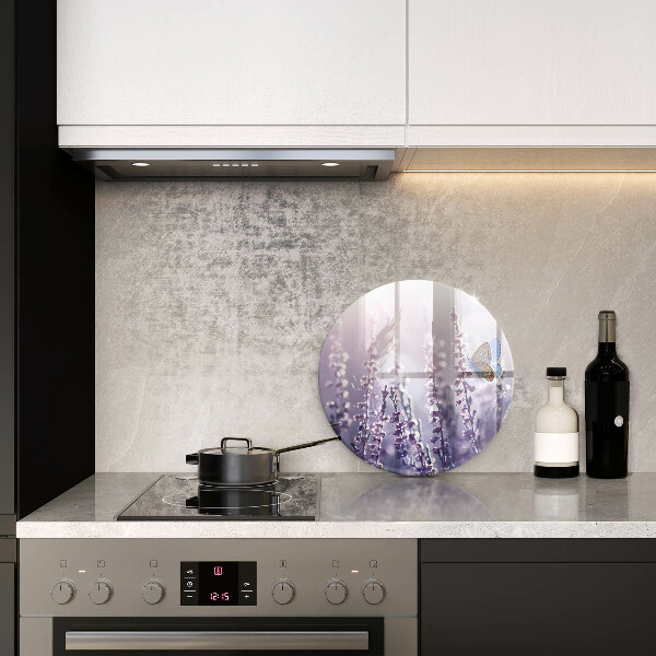 Chopping board glass Field flowers and butterfly