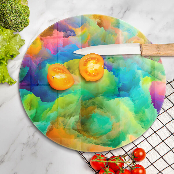 Chopping board glass Colorful abstraction