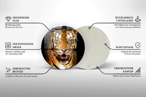 Chopping board glass Wild animal tiger