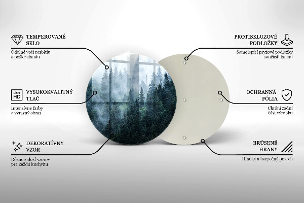 Chopping board glass Forest of trees and fog