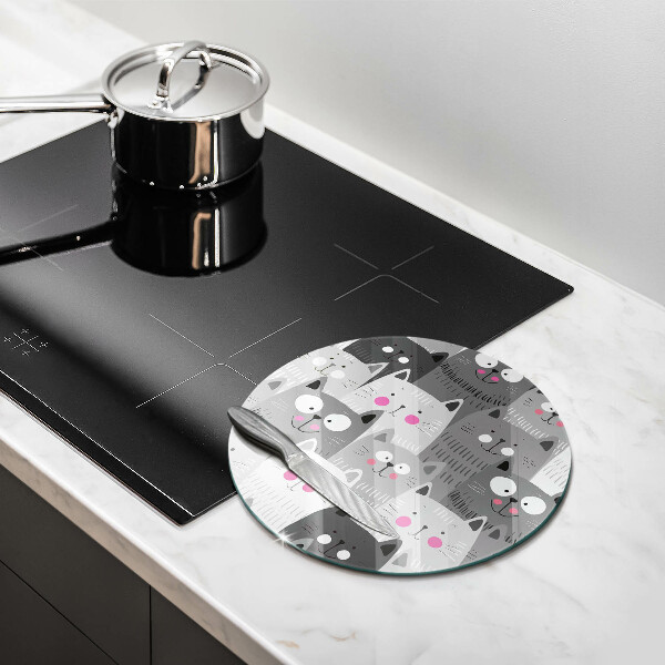Chopping board glass Illustration of cats