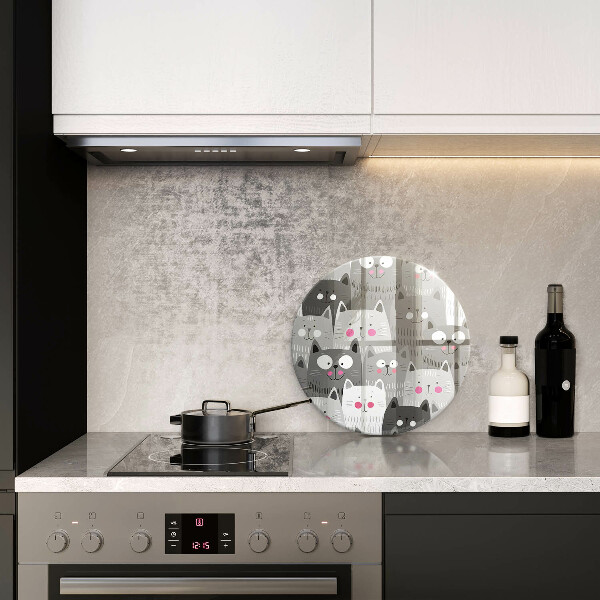 Chopping board glass Illustration of cats