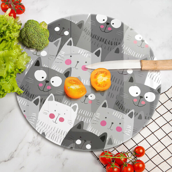 Chopping board glass Illustration of cats