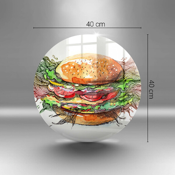Chopping board glass Drawing hamburger