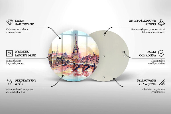 Chopping board glass Paris landscape Eiffel Tower