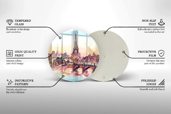 Chopping board glass Paris landscape Eiffel Tower