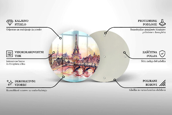 Chopping board glass Paris landscape Eiffel Tower