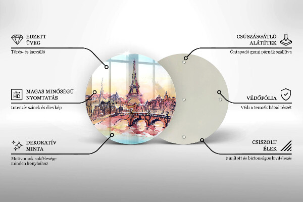 Chopping board glass Paris landscape Eiffel Tower