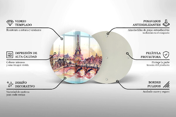 Chopping board glass Paris landscape Eiffel Tower