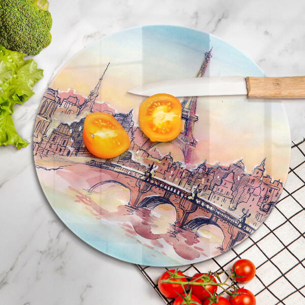 Chopping board glass Paris landscape Eiffel Tower
