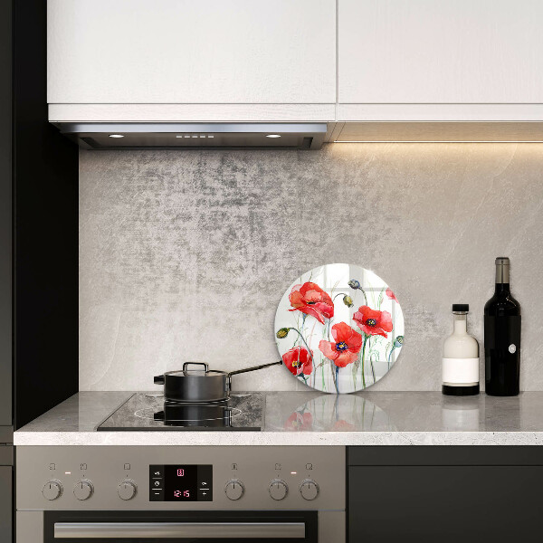 Chopping board glass Red flowers