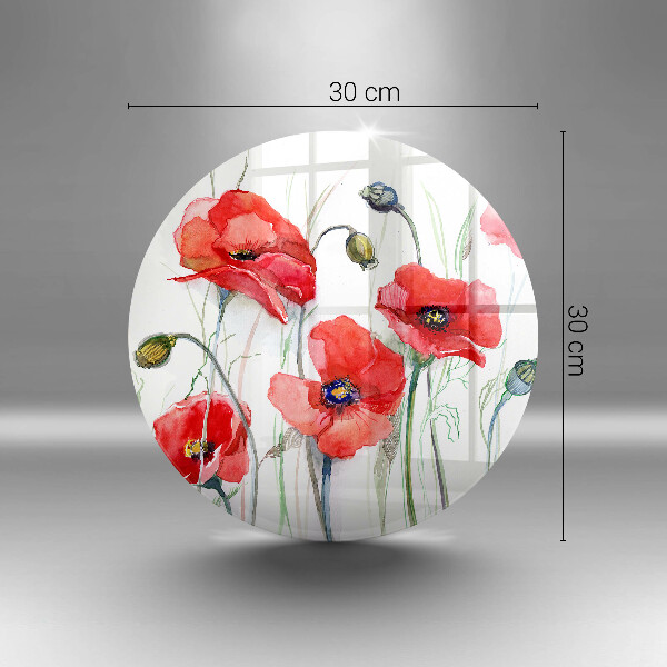 Chopping board glass Red flowers