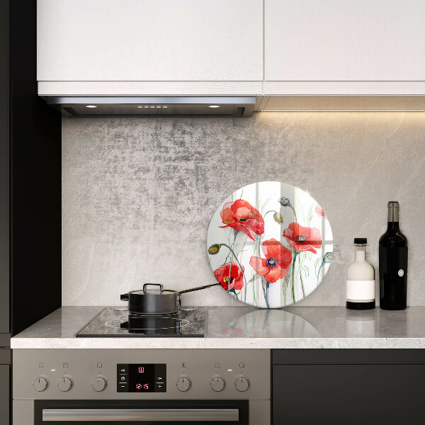 Chopping board glass Red flowers