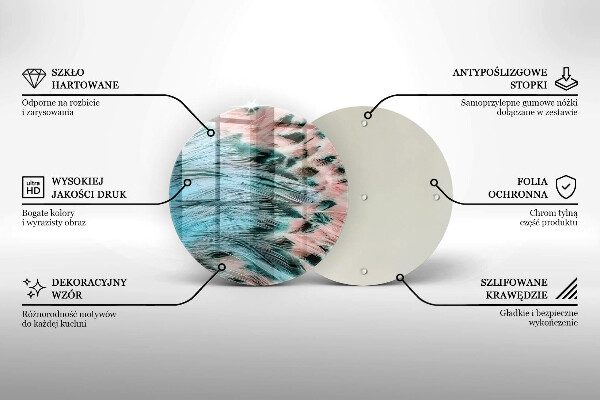 Chopping board glass Boho bird feathers