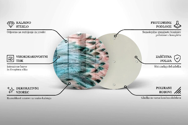 Chopping board glass Boho bird feathers