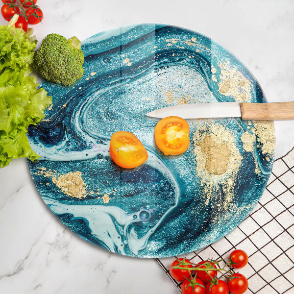 Chopping board Blue abstraction gold