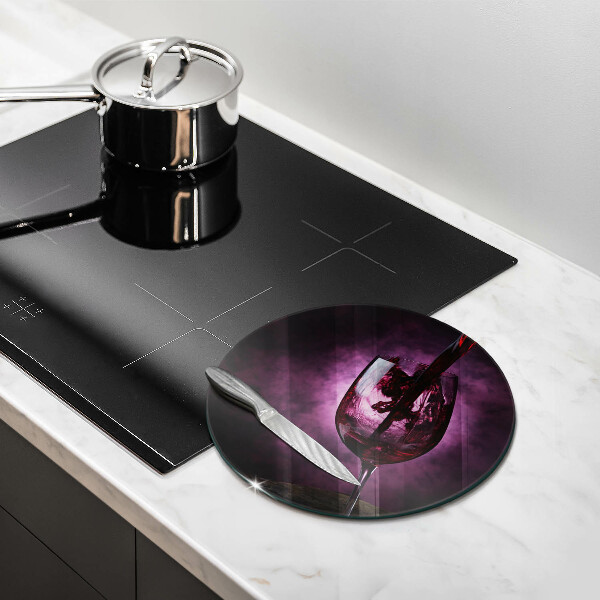 Chopping board glass A glass of wine