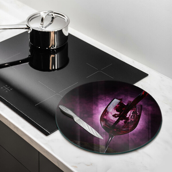 Chopping board glass A glass of wine