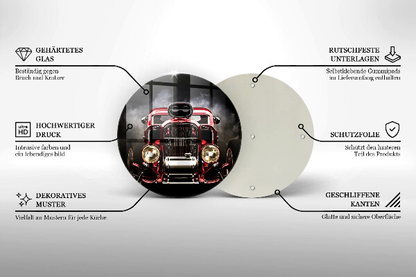 Chopping board glass Old car