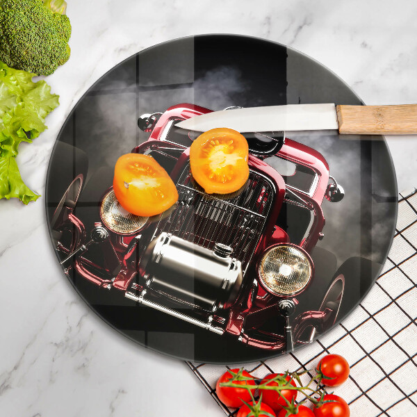 Chopping board glass Old car