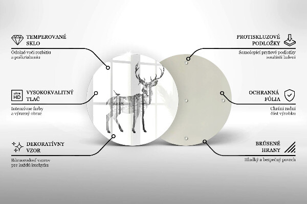 Chopping board glass Illustration of deer and forest