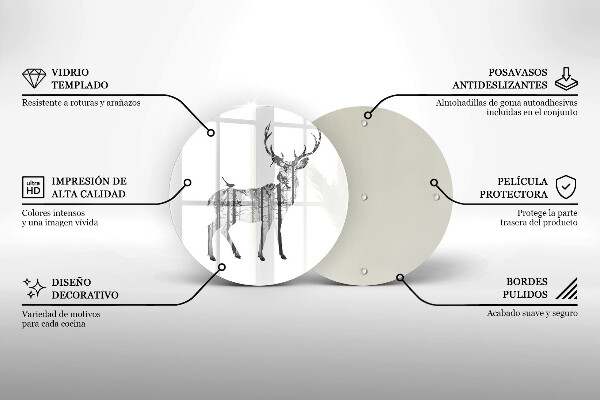 Chopping board glass Illustration of deer and forest