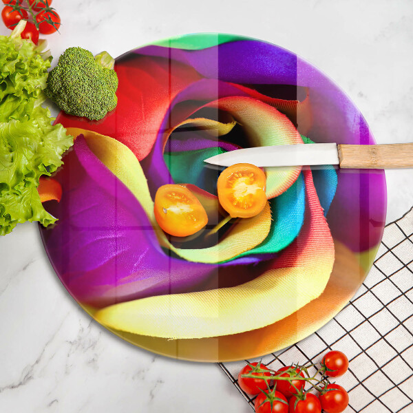 Chopping board glass Colorful rose petals