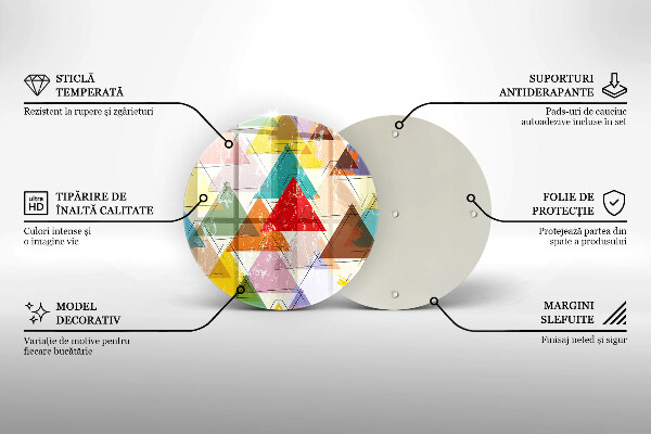 Chopping board glass Painted triangles