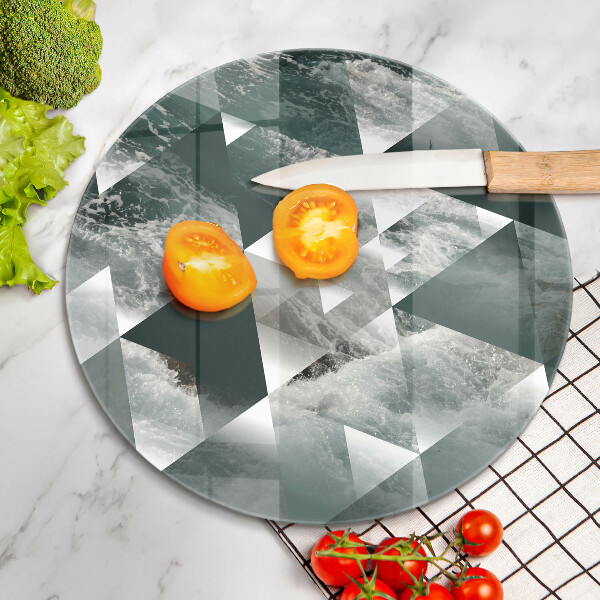 Chopping board glass Triangles and water