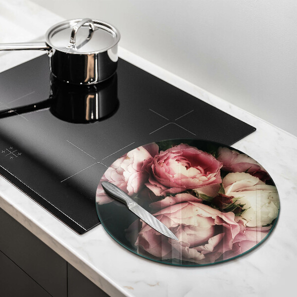 Chopping board glass Peony flowers