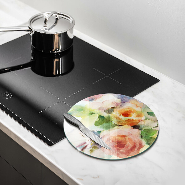 Chopping board glass Painted flowers