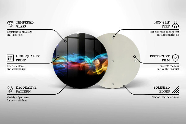 Chopping board glass Colorful smoke