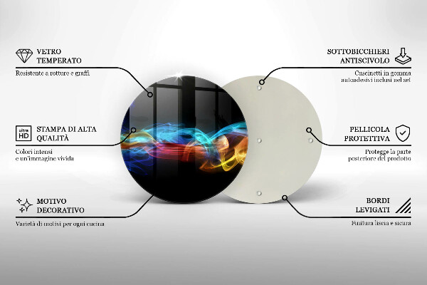 Chopping board glass Colorful smoke