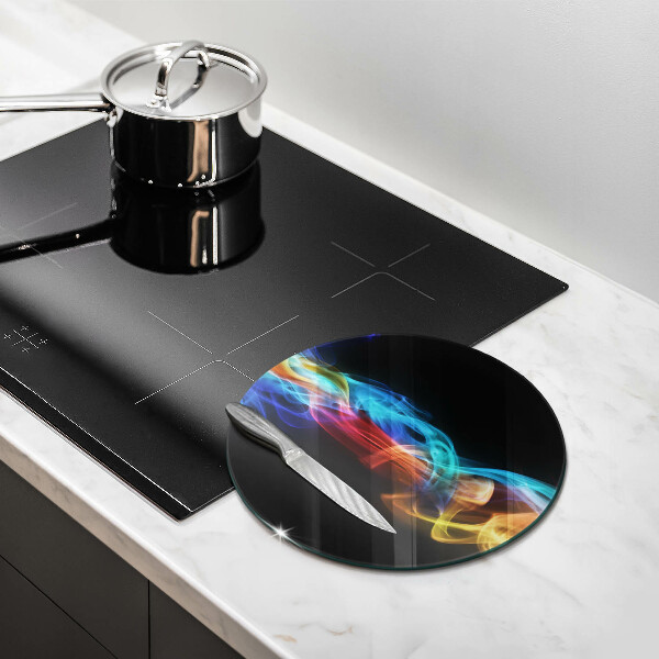 Chopping board glass Colorful smoke