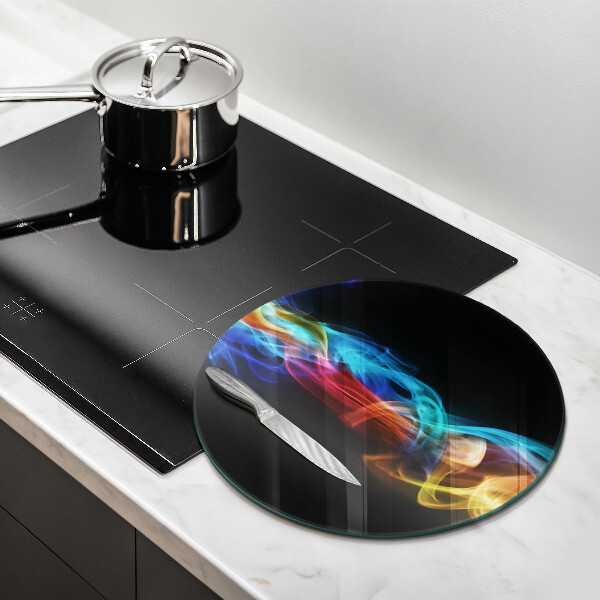 Chopping board glass Colorful smoke