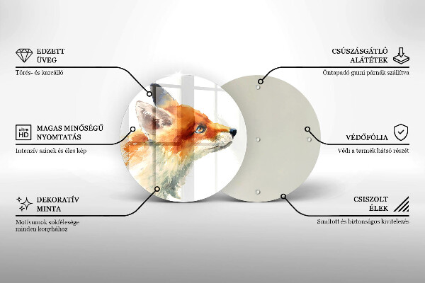 Chopping board glass Painted fox
