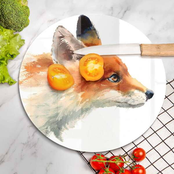 Chopping board glass Painted fox