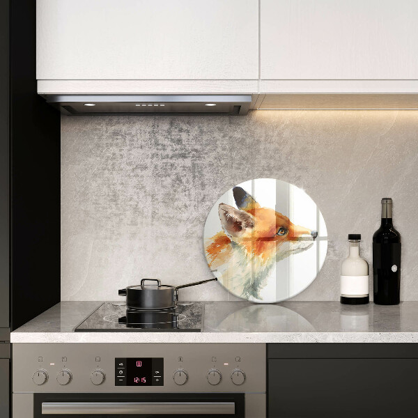 Chopping board glass Painted fox