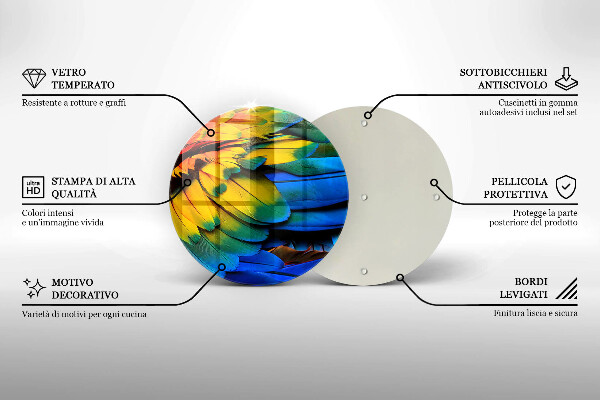 Glass cutting board Colorful parrots