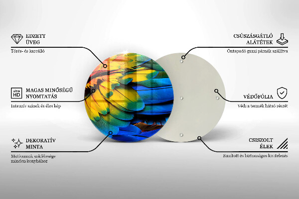 Glass cutting board Colorful parrots