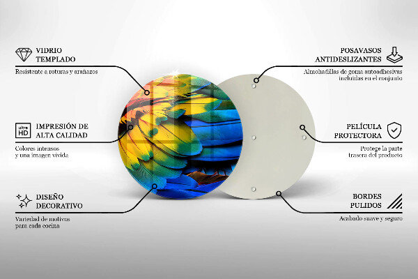 Glass cutting board Colorful parrots