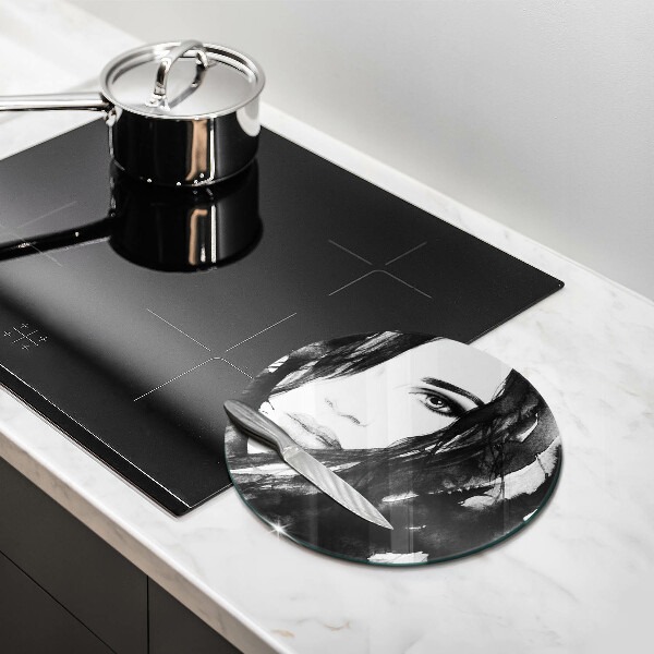 Glass cutting board Woman's face