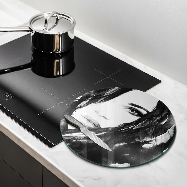 Glass cutting board Woman's face