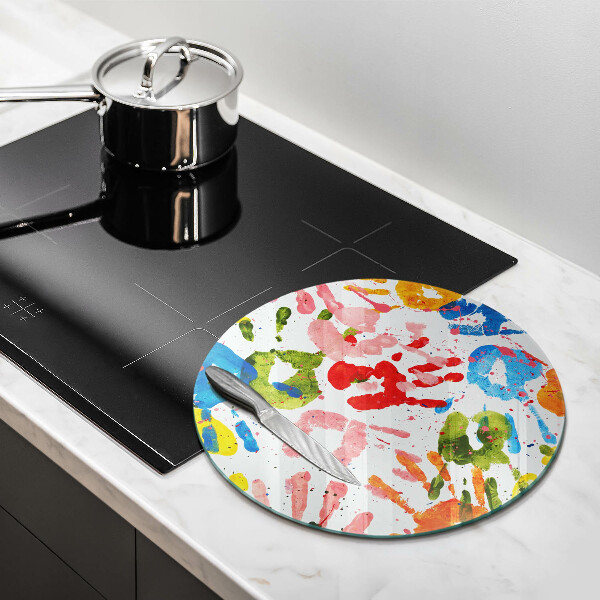 Glass cutting board Traces of children's hands