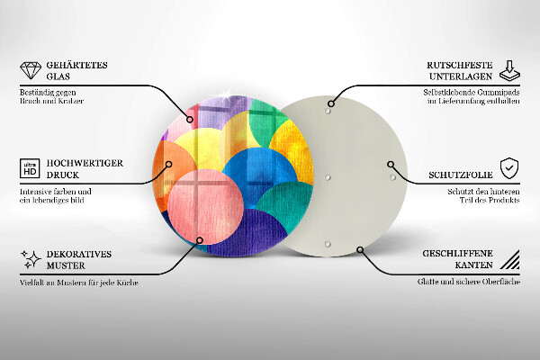 Glass cutting board Colorful wheels