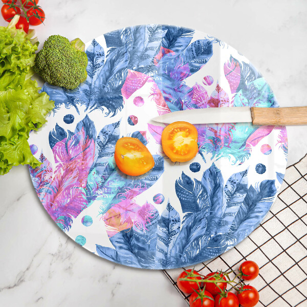 Chopping board Illustration of boho feathers