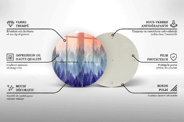 Chopping board Forest at sunset