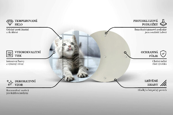 Chopping board glass Little cute kitty