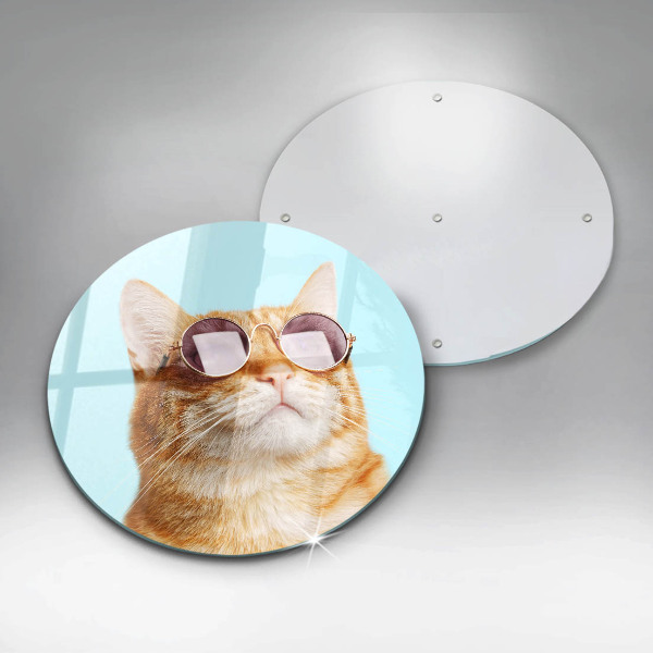 Chopping board glass Rudy Cat with glasses